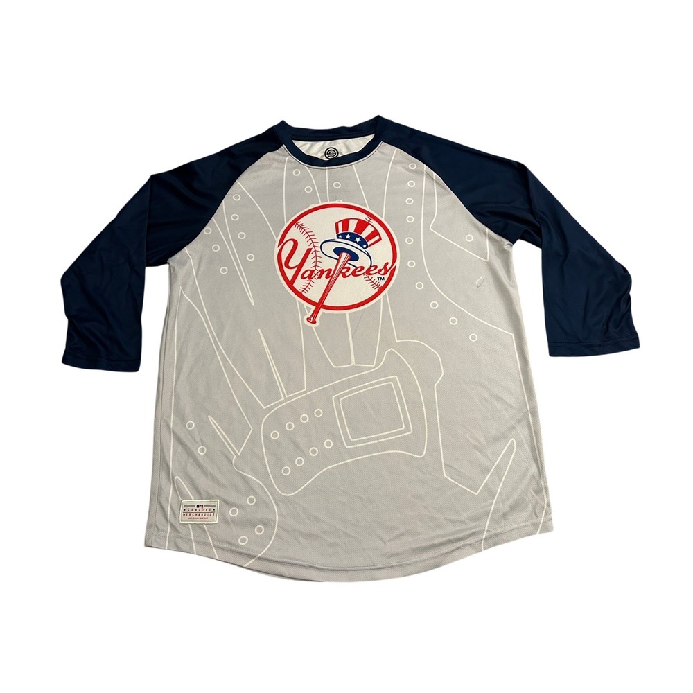 SportsCrate New York Yankees Baseball Shirt Mens Large Grey Navy Excellent MLB